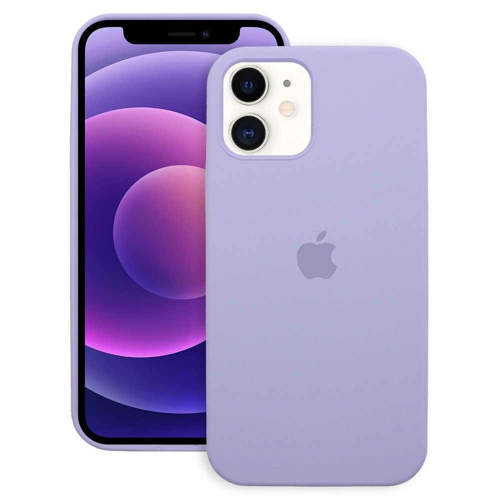 Силиконовый чехол с логотипом Silicone case для iPhone 12/12 pro на айфон  12/12 про / лаванда (клип кейс, накладка, защитный противоударный  фиолетовый) - купить с доставкой по выгодным ценам в интернет-магазине OZON  (539458429)