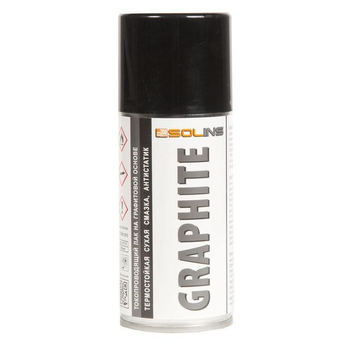 Спрей токопроводящий лак на графитовой основе GRAPHIT Solins объем ...