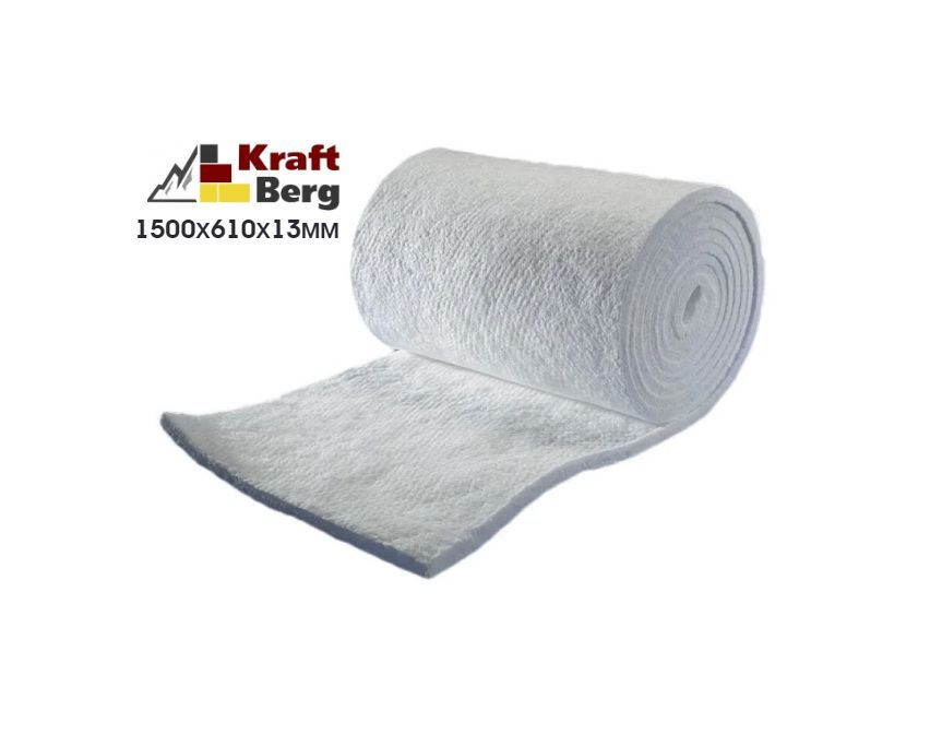 Вата каолиновая "KraftBerg" огнеупорная одеяло 1500х610х13 мм для теплоизоляции  #1