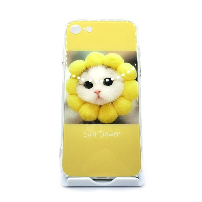Чехол для iPhone 7/8 стеклянный с животными, Sun flower #1