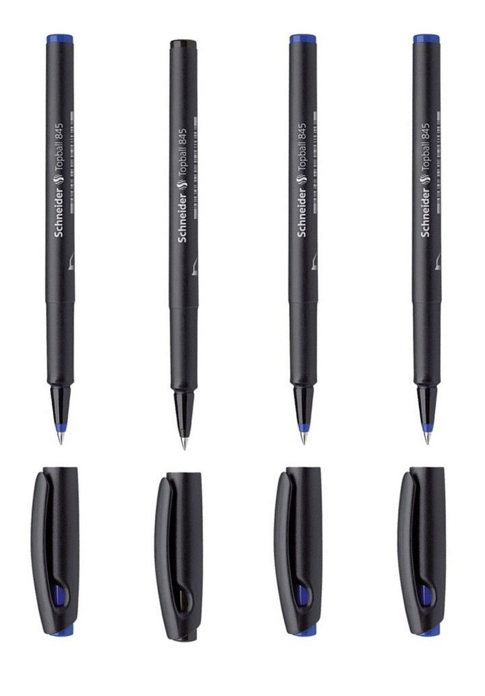 Ручка-роллер, 4 шт, Schneider TopBall 845, синяя 3 шт, черная 1 шт #1