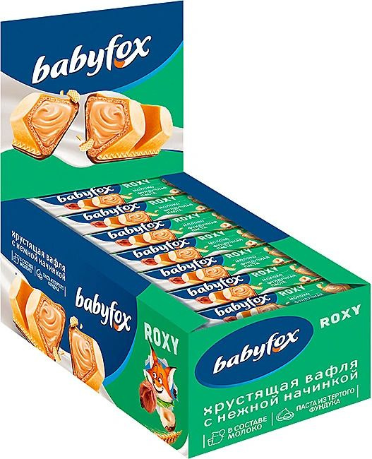 BabyFox, вафельный батончик Roxy Молоко/фундучная паста, упаковка, 24 штуки по 18 грамм  #1