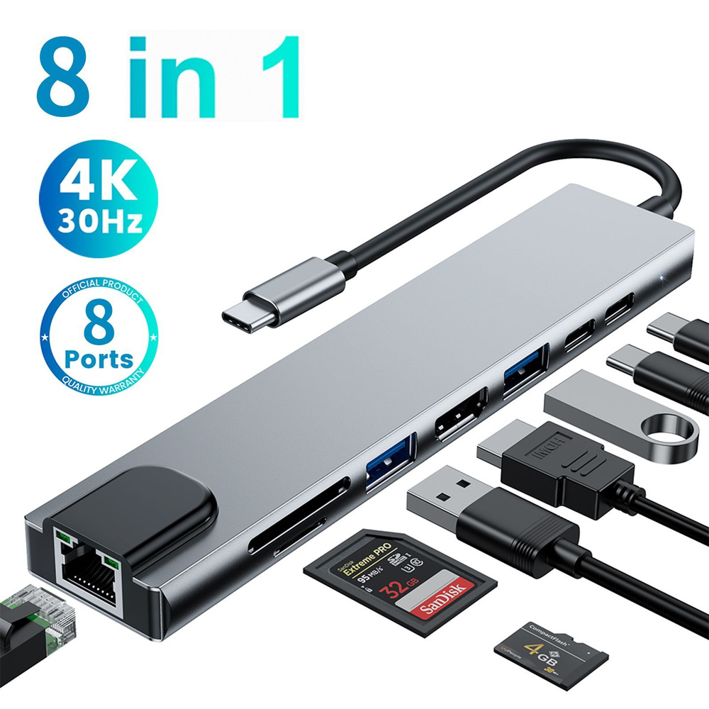 usb удлинитель разветвитель 3.0 / переходник type c концентратор hdmi 3.0  для компьютера,ноутбука,macbook,пк,зарядки, розетки с usb - купить с  доставкой по выгодным ценам в интернет-магазине OZON (993289712)