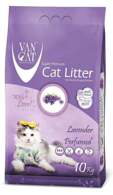 Комкующийся наполнитель VAN CAT Lavender для кошачьих туалетов без пыли с ароматом лаванды 5 кг  #1