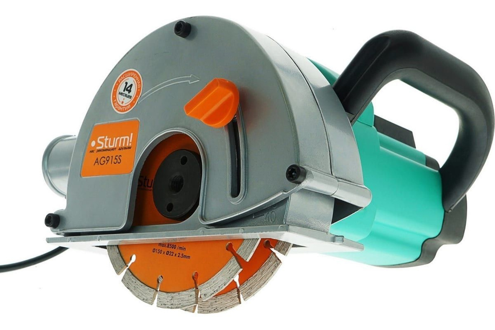 Sturm AG915S Штроборез Sturm, 150 мм, 1600 Вт кейс, 8500 об/мин, ПЛАВН ...