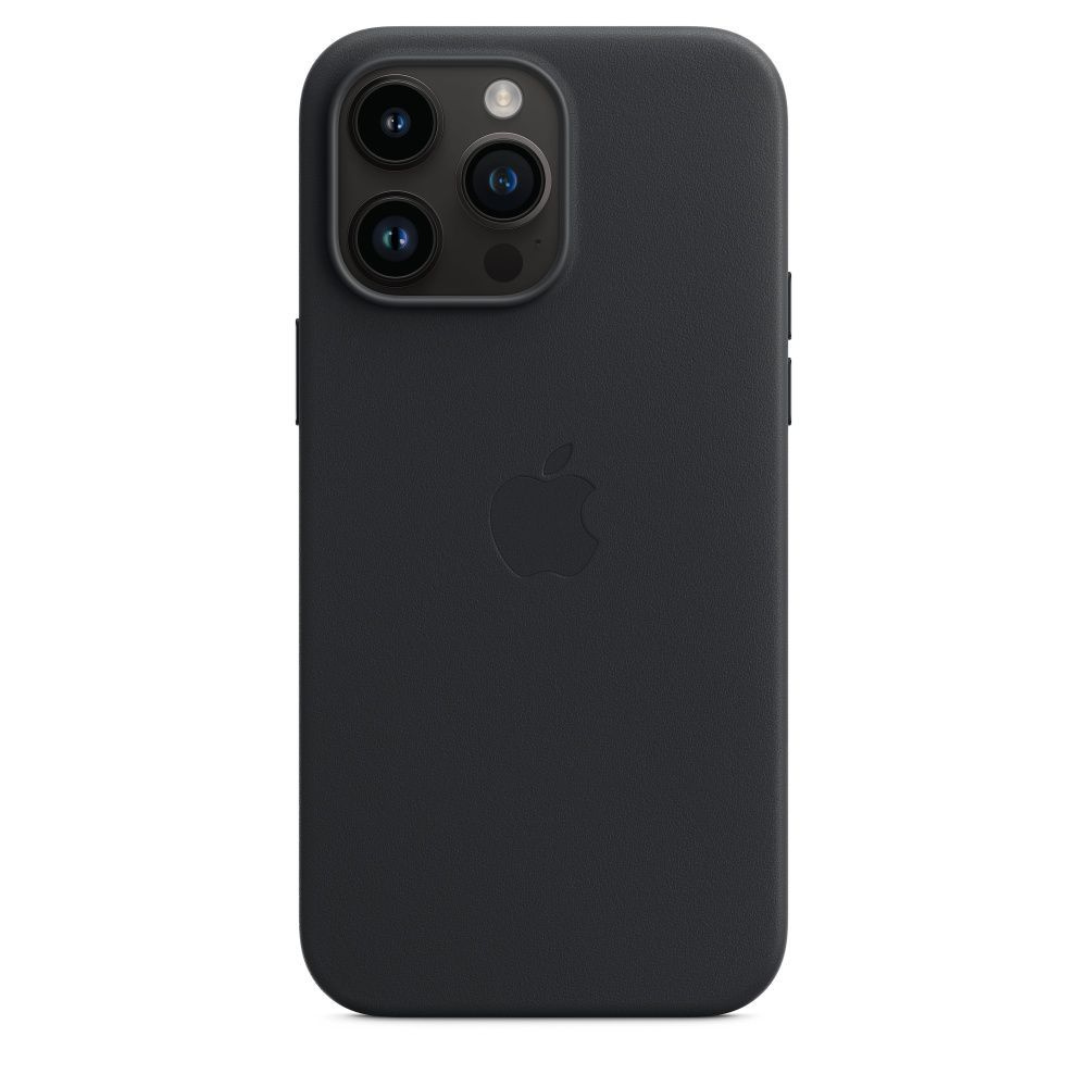 Кожаный чехол для iPhone 14 Pro Max черный (Midnight) с поддержкой ...