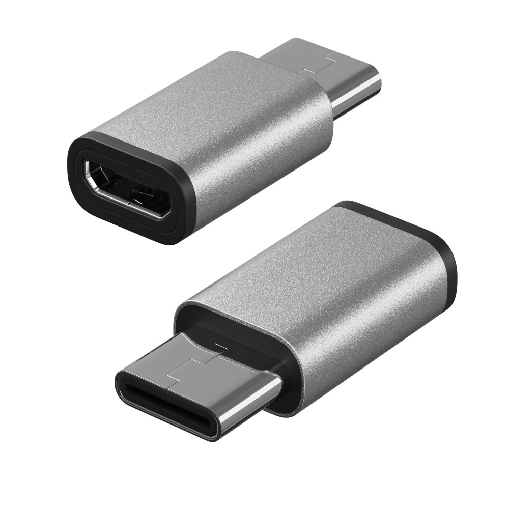 Адаптер переходник Micro USB - Type-C GSMIN Cay (Серебристый) #1