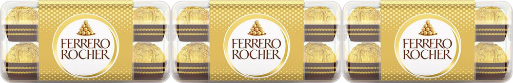 Конфеты шоколадные Ferrero Rocher хрустящие с лесным орехом, комплект: 3 упаковки по 200 г  #1