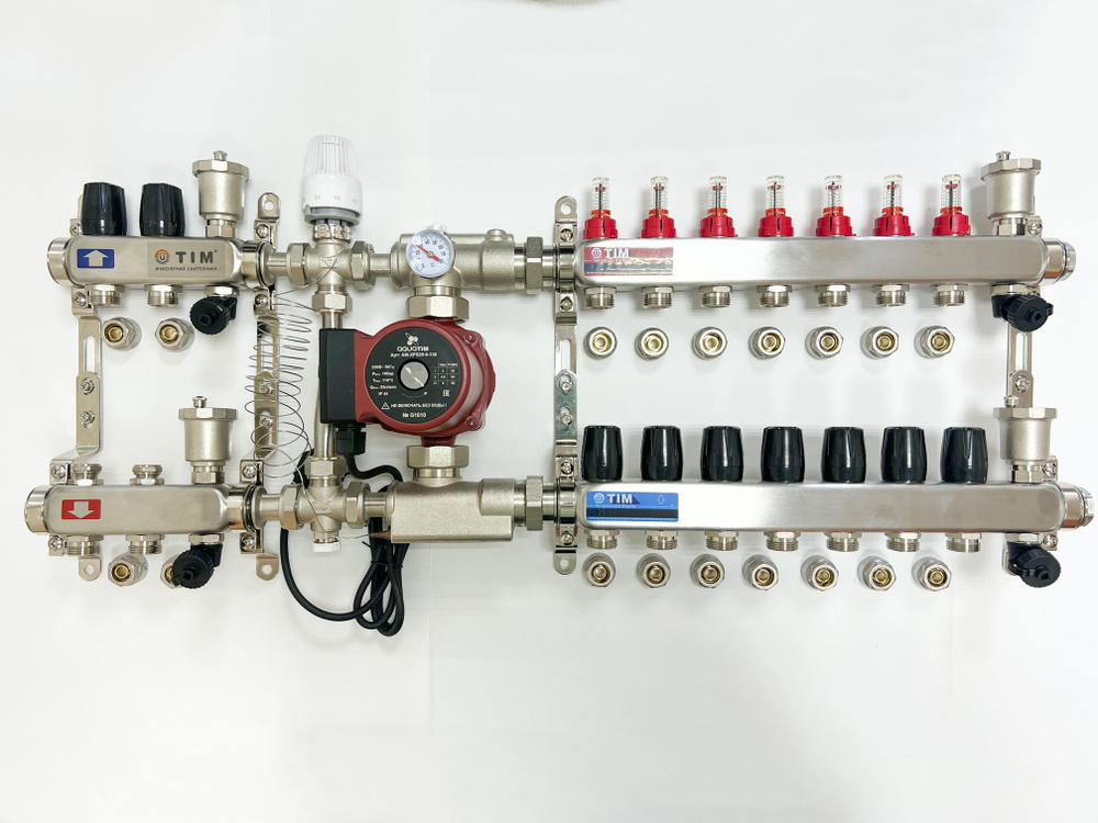Комплект для подключения тёплого водяного пола на 7 выходов и радиаторов отопления 2 шт  #1