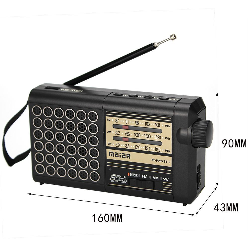 Bluetooth радиоприемник цифровой c солнечной батареей Meier M-9002BT-S FM/USB/MP3, черный  #1