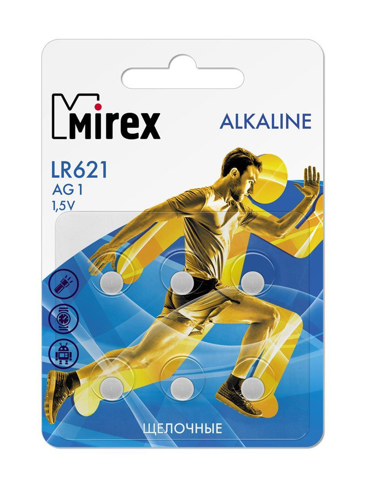 Mirex Батарейка LR60 (LR621, AG1, G1), L (щелочной) тип, 1,5 В, 6 шт #1