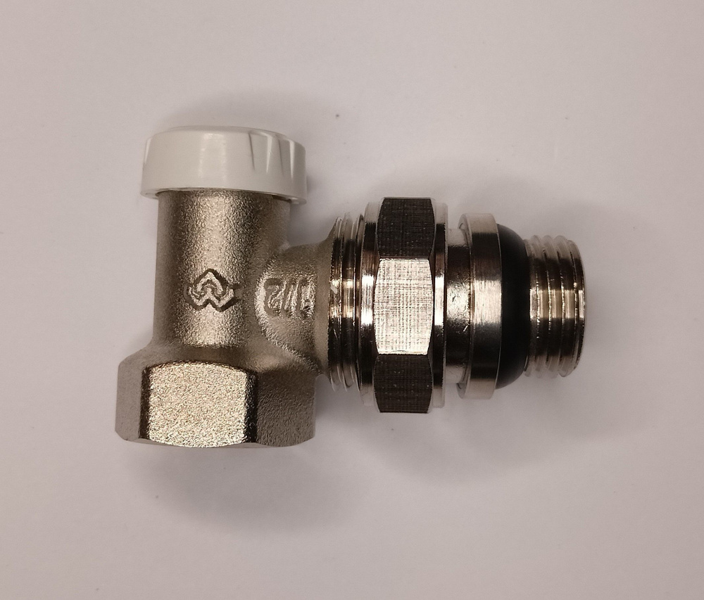 Запорный радиаторный клапан (вентиль) ручной регулировки, 1/2" ВР-НР, угловой, с самоуплотняющимся полусгоном,Varmega,VM10211 #1