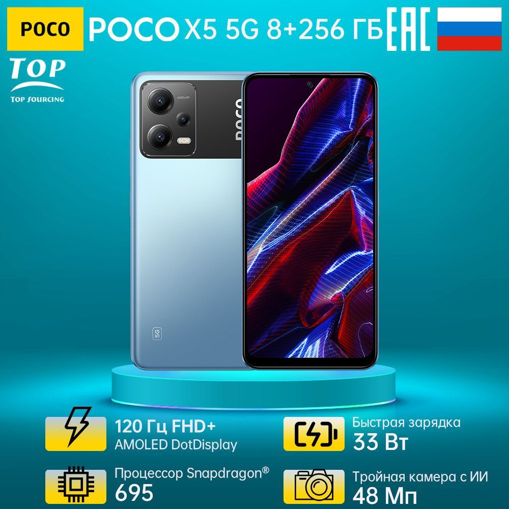 Poco Смартфон X5 5G 8+256GB 8/256 ГБ, синий