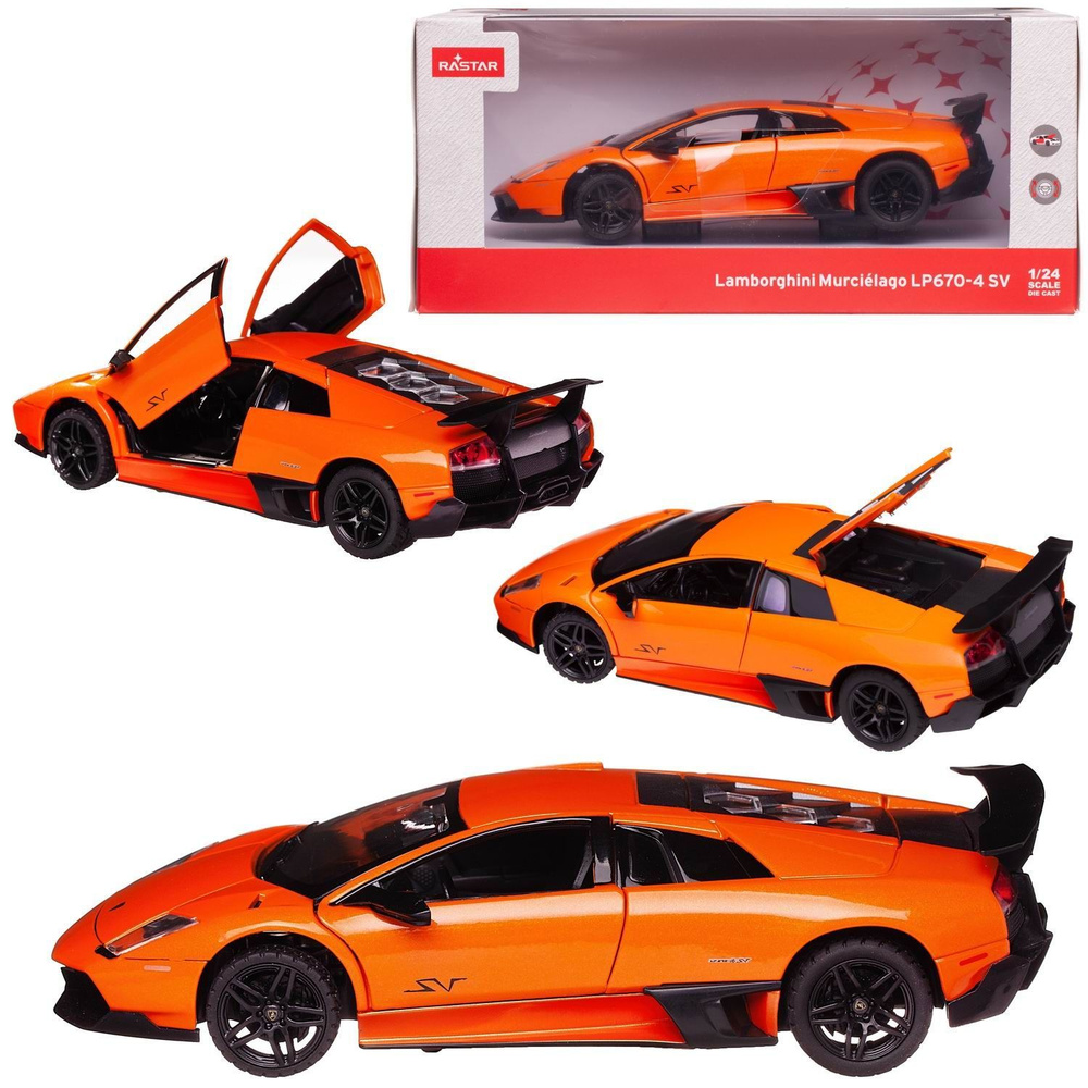 Машина металлическая 1:24 scale Lamborghini Murcielago LP670-4, цвет  оранжевый, двери и багажник открываются - купить с доставкой по выгодным  ценам в интернет-магазине OZON (859874357)