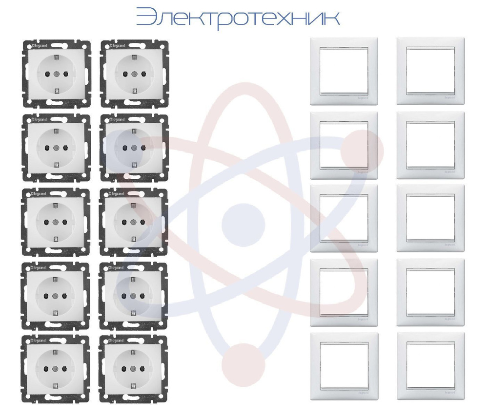 Комплект Розеток Legran Valena 10 шт. + Рамки Однопостовые 10 шт. белый  #1