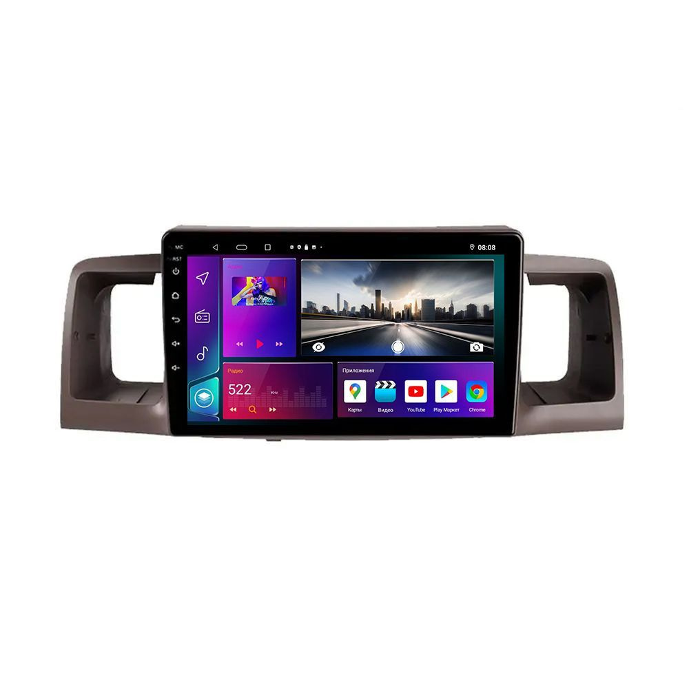 Автомагнитола For Toyota Corolla E130 E120 2000-2004 Android 6+128  Автомобильный радиоплеер для  4G/Bluetooth,GPS,Wi-Fi,DSP/36-EQ/AM,FM-радио/Сенсорные  кнопки,Carplay/Android auto2 DIN - купить в интернет-магазине OZON с  доставкой по России (940242684)