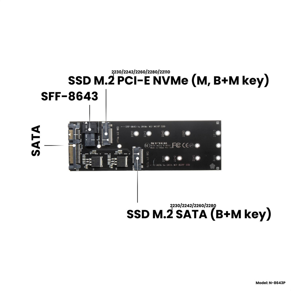 Адаптер-переходник (плата расширения) для SSD M.2 SATA (B+M key) в ...