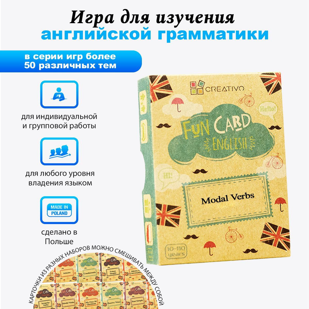 Карточки для изучения английского языка Modal Verbs. Fun Card English