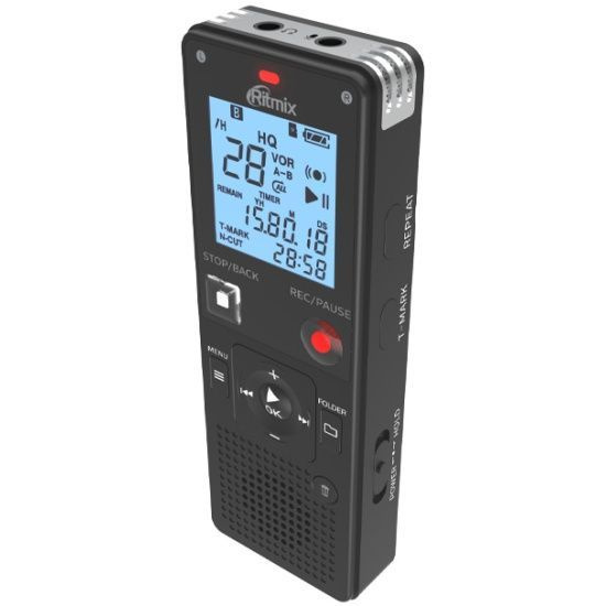 Цифровой диктофон с функцией слухового аппарата Ritmix RR-820 16Gb черный, дисплей, 16 Гб + MicroSD, #1