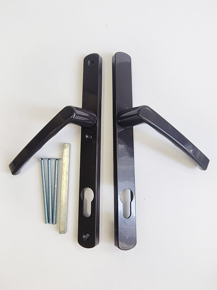 Гарнитур нажимной - ручки для пластиковых дверей, коричневый двухсторонний  #1