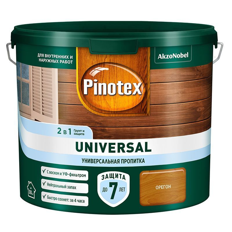 Pinotex Universal/Пинотекс Универсал, 2.5л,цвет Орегон,пропитка 2 в 1 для защиты древесины  #1