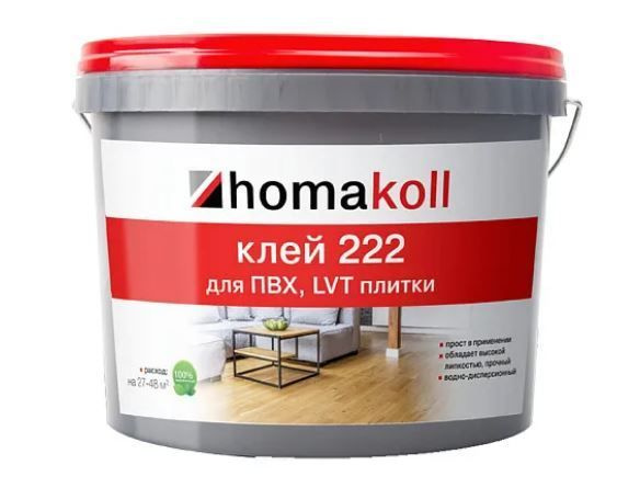 Клей Homakoll 222 (6 кг) для ПВХ, LVT плитки водно-дисперсионный #1
