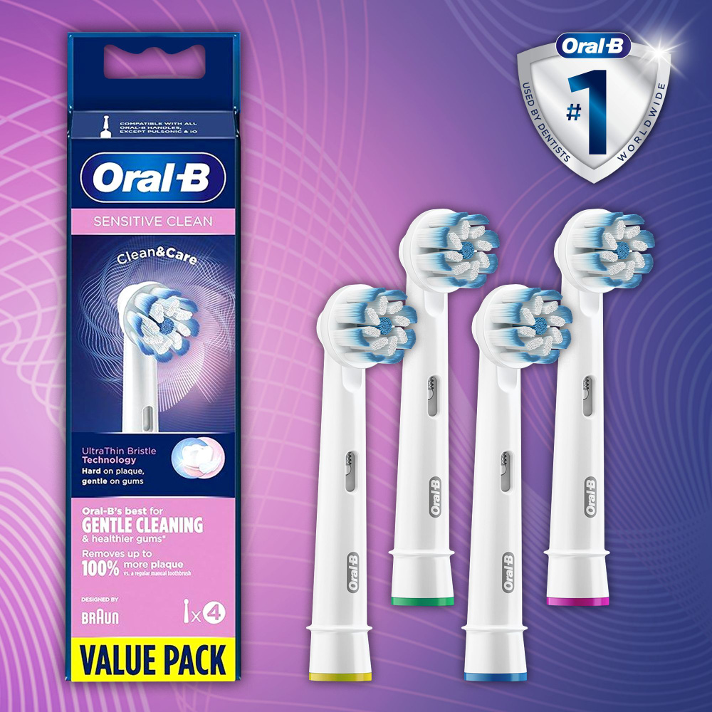 Насадки для электрических зубных щеток Oral-B Sensitive Clean, 4 шт ...