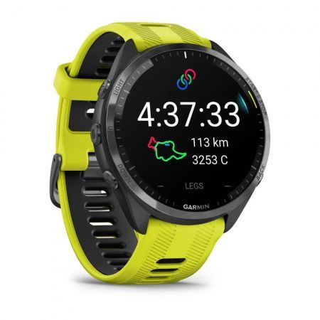 Умные часы Garmin Forerunner 965 черные, темно-серый DLC титановый безель, с желто-черным ремешком (010-02809-12) #1