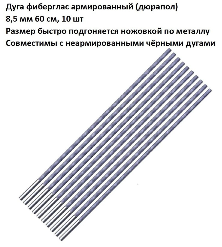 Дуга сегмент колено каркас палатки фиберглас армированный (дюрапол) 8,5 мм 60 см, 10 шт  #1