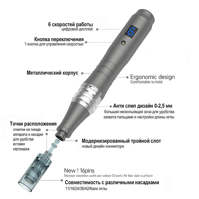 Косметологический аппарат для фракционной мезотерапии / микронидлинга / электрический мезороллер для #1