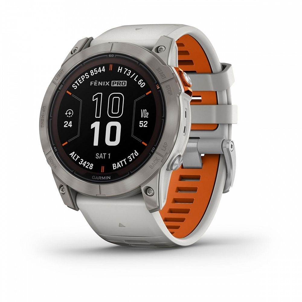 Garmin Умные часы FENIX 7X PRO Sapphire Solar Edition Титановый корпус с дымчато-серым оранжевым ремешком #1