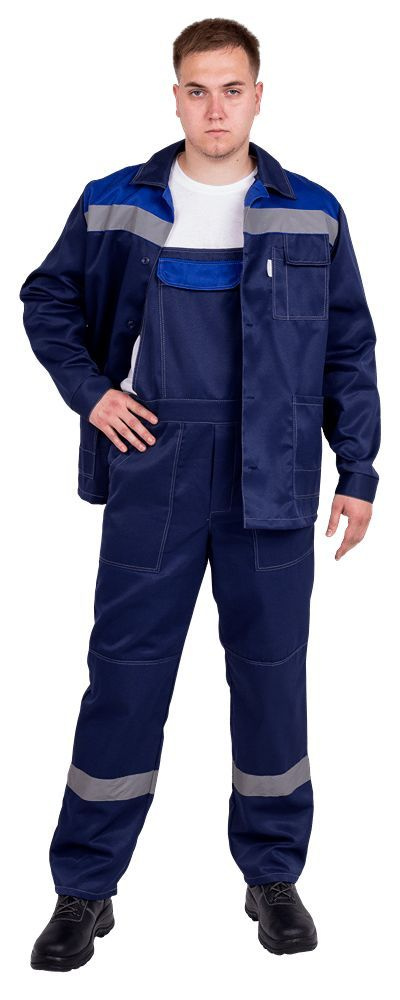 Костюм рабочий мужской Профи 170-176/40-42 т.синий/васильковый, куртка и полукомбинезон, рабочая одежда, #1