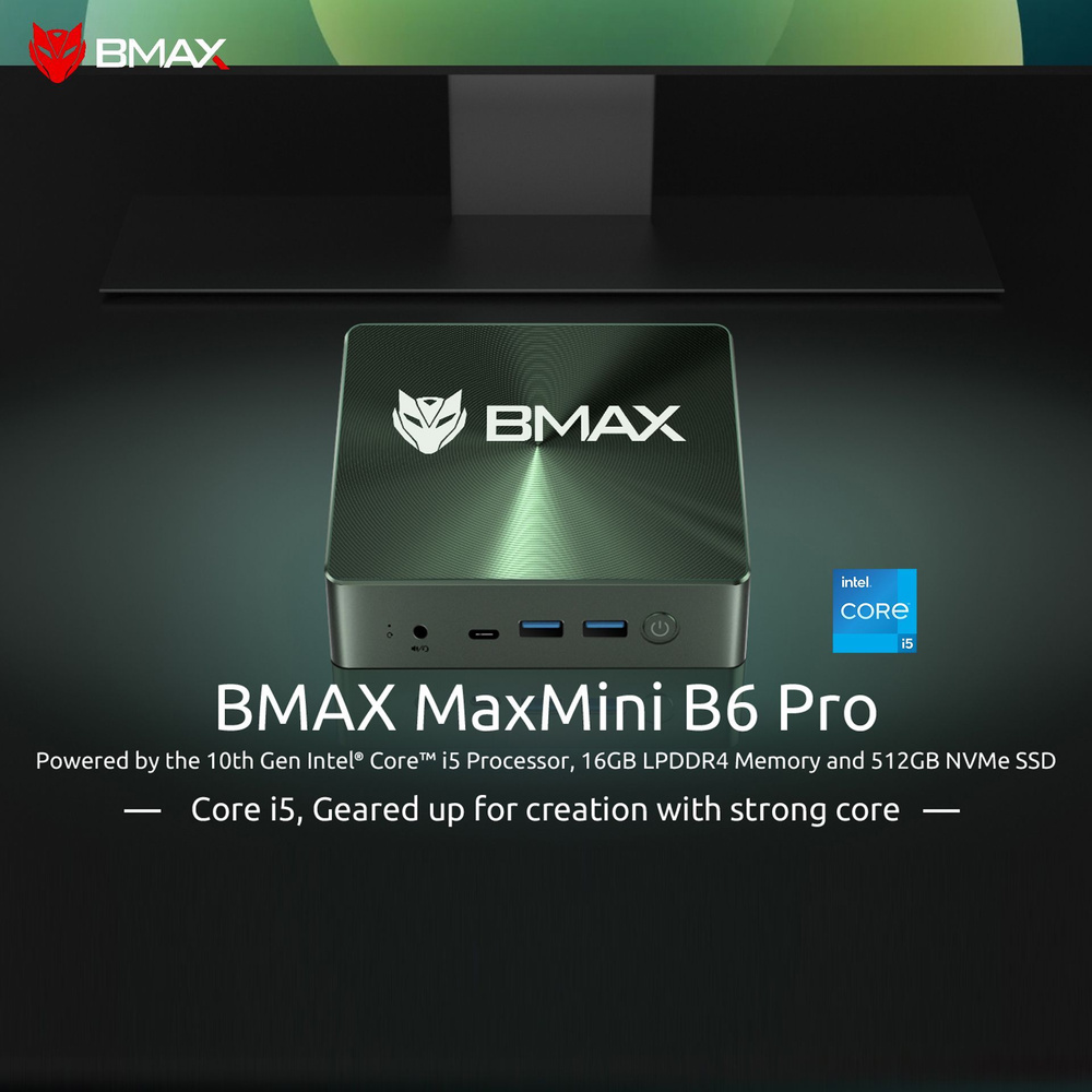 BMAX Мини-ПК B6 PRO MINI PC (Intel Core i5-1030NG7, RAM 16 ГБ, SSD 512 ГБ, Intel Iris Plus Graphics, #1