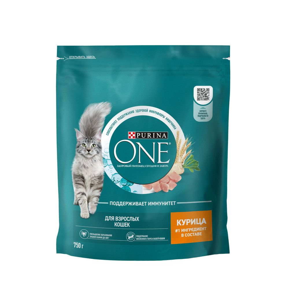 Purina 750 г сухой корм для взрослых кошек, с высоким содержанием курицы 1 шт  #1