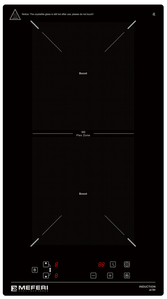 Индукционная варочная панель MEFERI MIH302BK ULTRA, черный, 2 конфорки ...