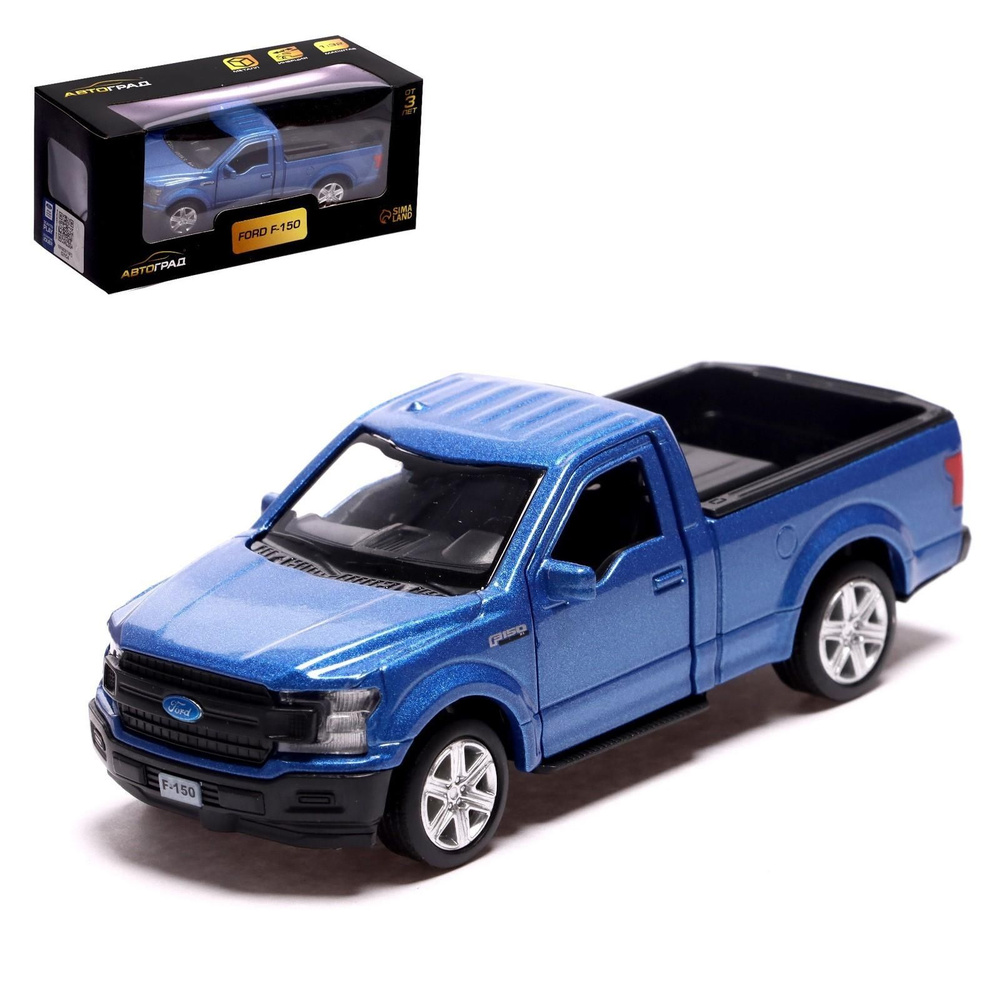 Машина металлическая FORD F 150, 1:32, инерция, открываются двери, цвет  синий - купить с доставкой по выгодным ценам в интернет-магазине OZON  (1128949141)