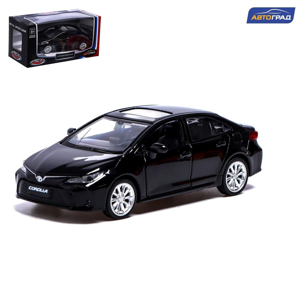 Машина металлическая TOYOTA COROLLA HYBRID, 1:43, инерция, открываются  двери, цвет чёрный - купить с доставкой по выгодным ценам в  интернет-магазине OZON (1128948598)