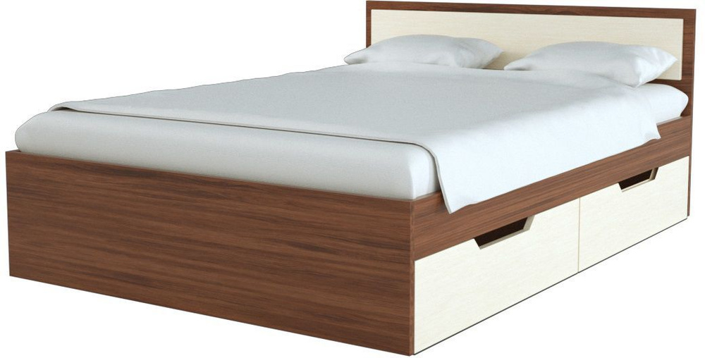 Полуторная кровать Стендмебель 120x200 см Гармония КР-606, ясень шимо светлый, ясень шимо темный  #1