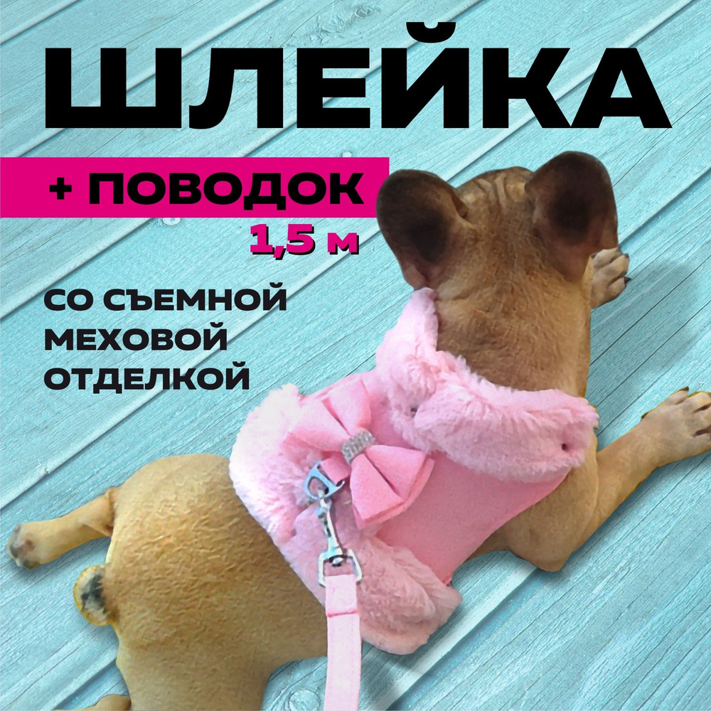 Шлейка-жилет с меховой отделкой + поводок - купить с доставкой по ...