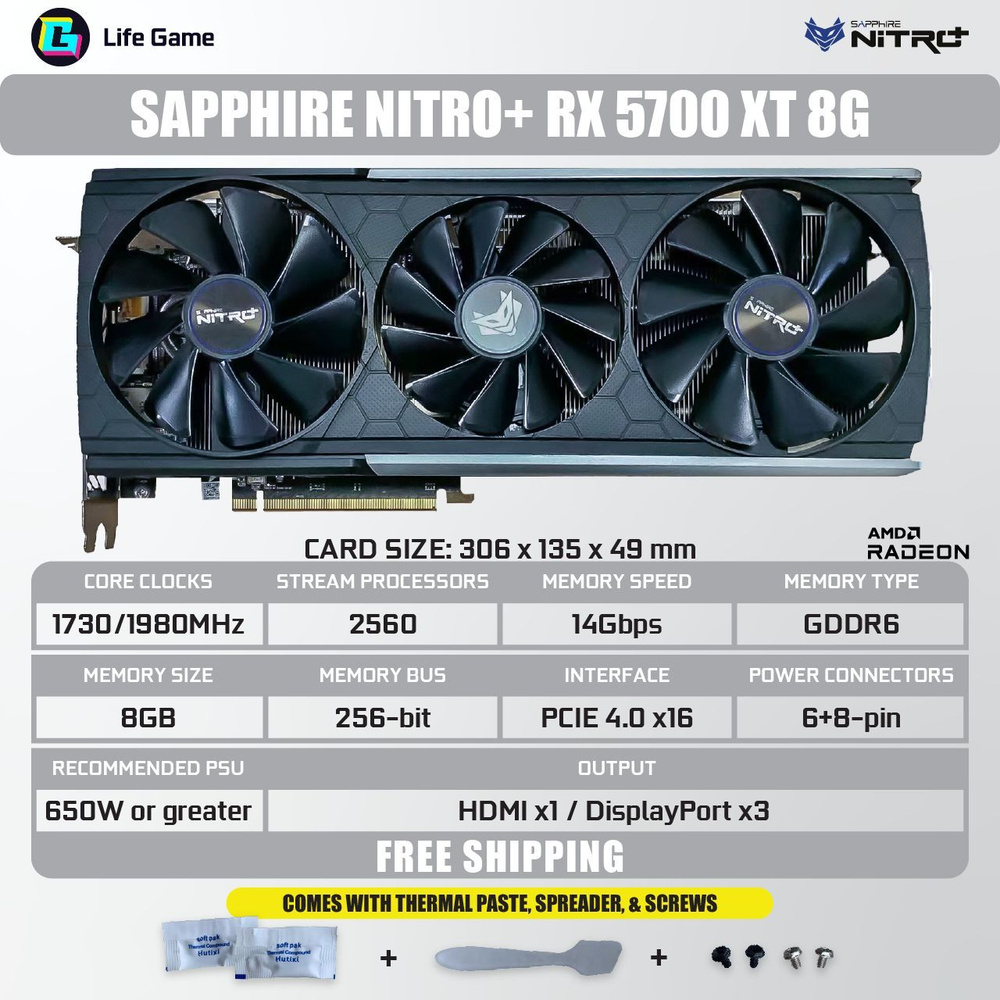 Видеокарта Sapphire Radeon RX 5700 XT, 8 ГБ - купить по низким ценам в  интернет-магазине OZON (1048832392)