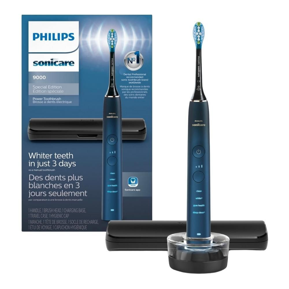 Philips Sonicare Электрическая зубная щетка HX9911/88 DiamondClean 9000  Special Edition, темно-синий, черный