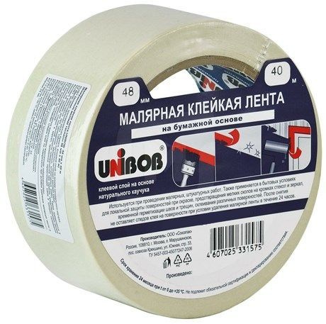 Клейкая лента Unibob Лента клейкая малярная, 48мм x 40м 40 м, 1 шт ...