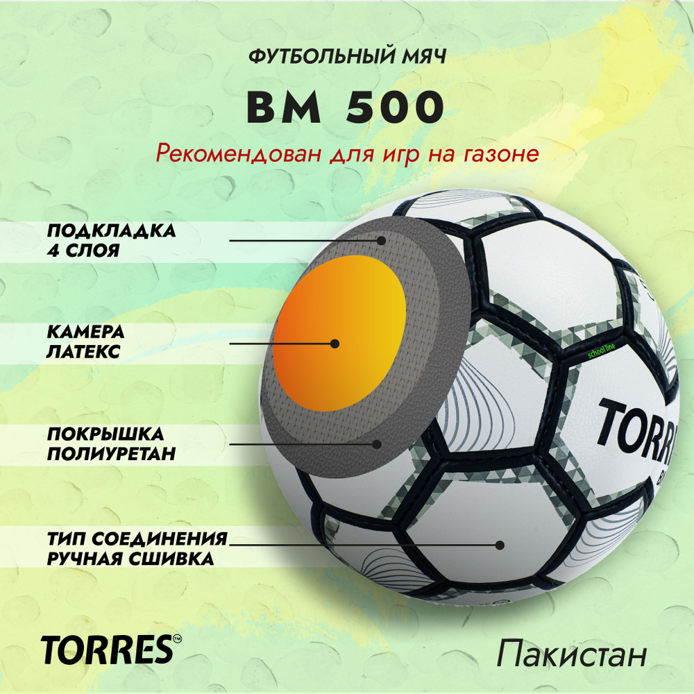 Футбольный мяч TORRES BM500, 5 размер, белый купить по выгодной цене в  интернет-магазине OZON (1083814124)