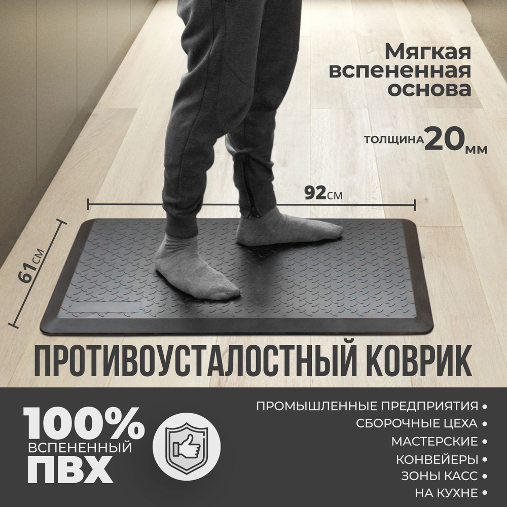 Мат против усталости "Елочка", 61x92 см, черный #1