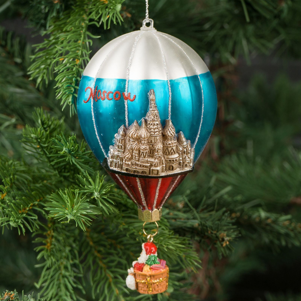 Ёлочная игрушка Glass Moscow Santa Balloon 14 cm #1