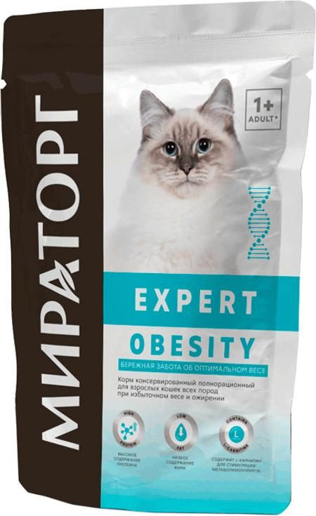 Корм Мираторг Expert Obesity для кошек, при избыточном весе и ожирении, 80 г x 24 шт  #1