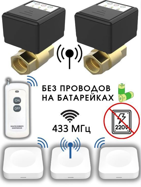 Полностью беспроводная cистема защиты от протечек воды ARMAControl-6 G 1" (с двумя шаровыми кранами и #1