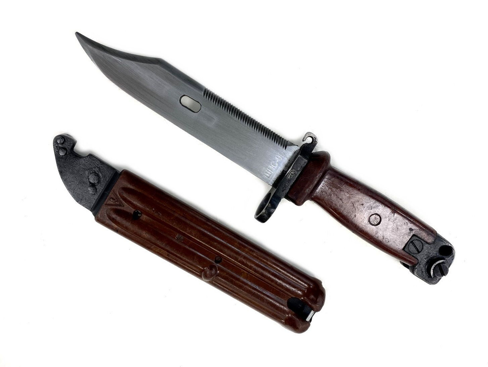 Штык нож автомата Калашникова АК 74 6х4, коричневые ножны и рукоятка, без пропила, отпущенная сталь  #1