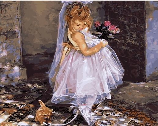 Картина по номерам Девочка в нарядном платье 40х50 см, на подрамнике ...