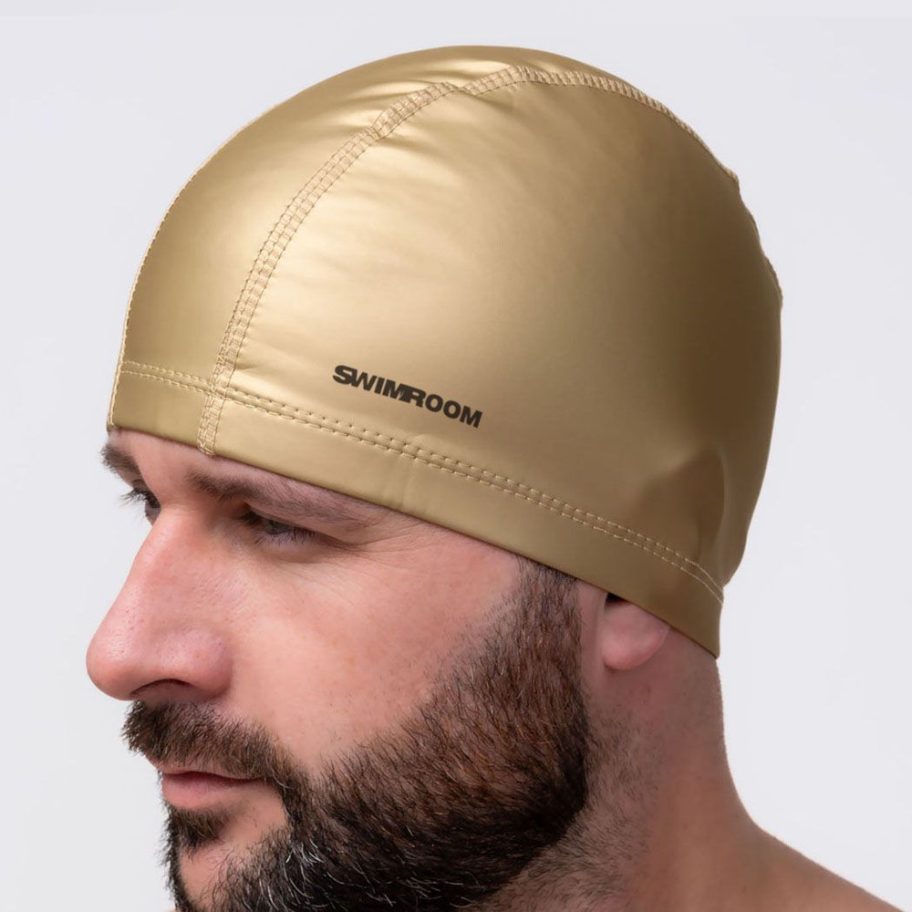 Комбинированная шапочка для плавания SwimRoom "PU Swim Cap", Взрослая, Цвет золотой  #1